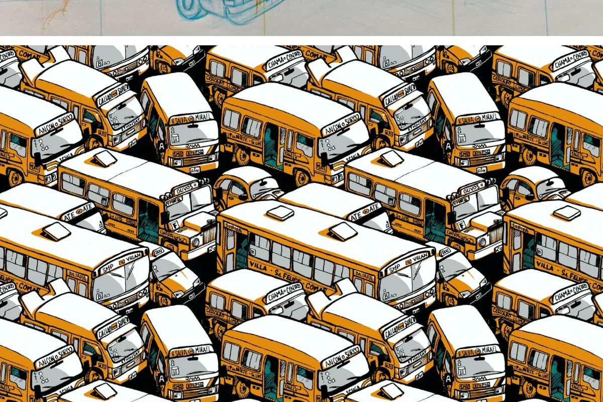 Patrón repetitivo de buses desarrollado a partir del boceto